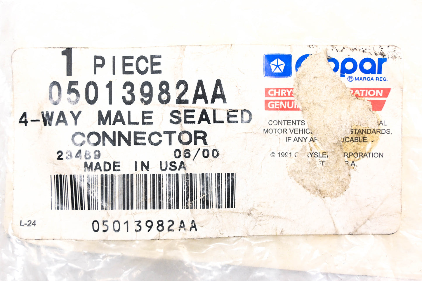 Mopar 05013982AA, 5013982AA 4-Way Male Sealed Connector Wiring Kit NOS