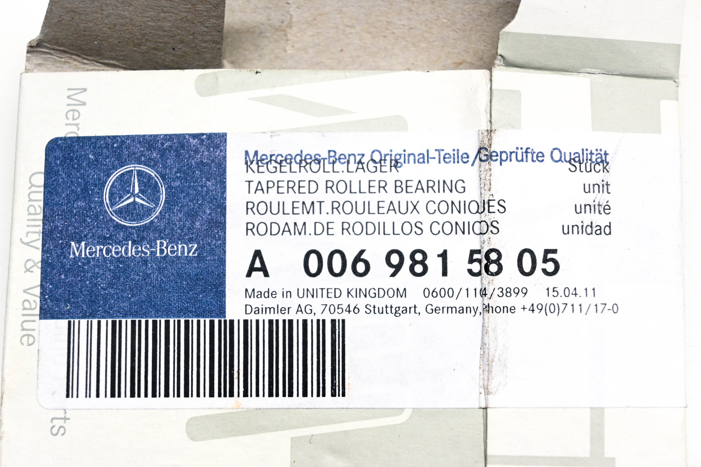 Mercedes A0069815805, 33205J Tapered Roller Bearing NOS