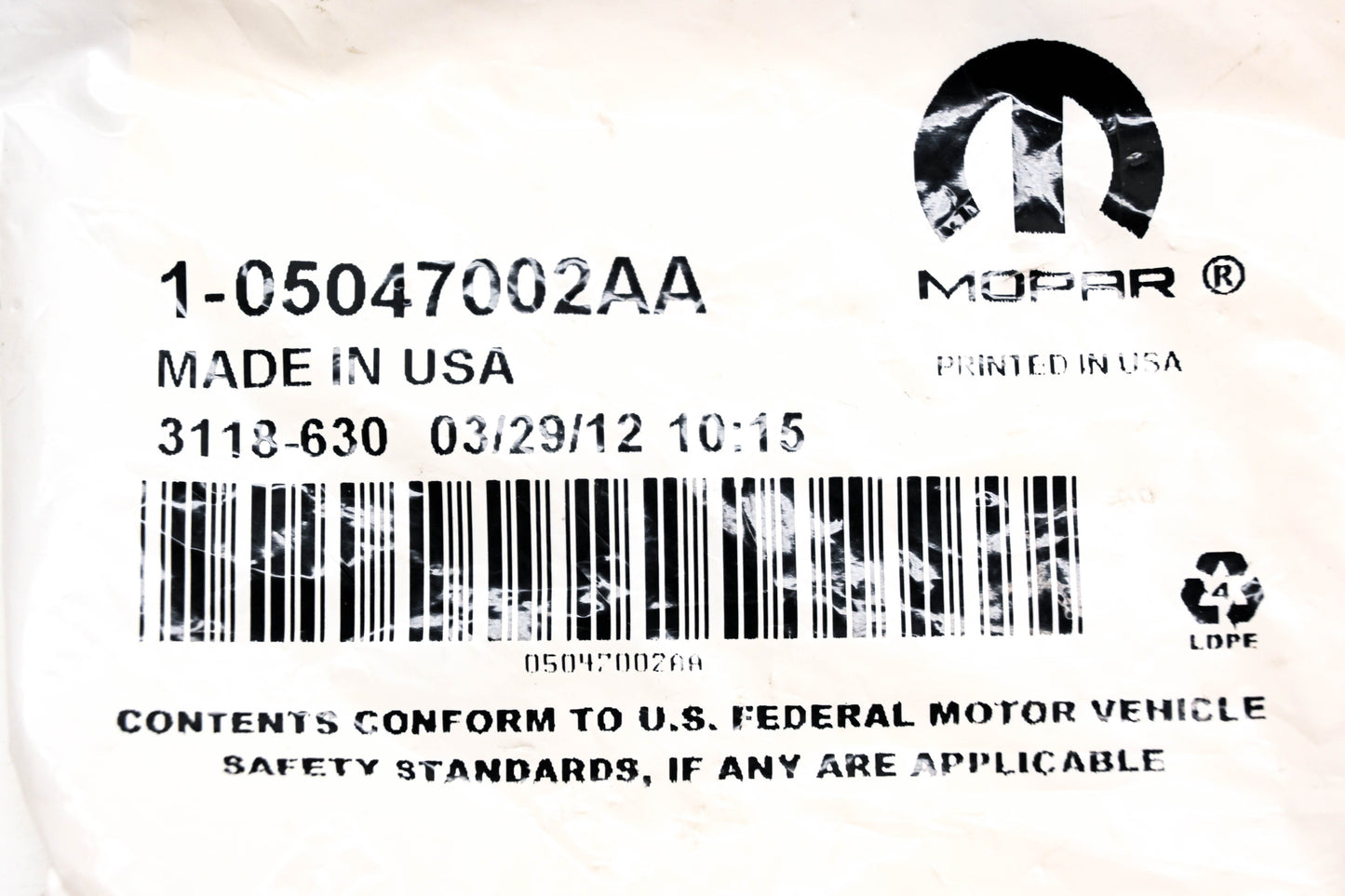 Mopar 05047002AA, 5047002AA PCV Valve NOS