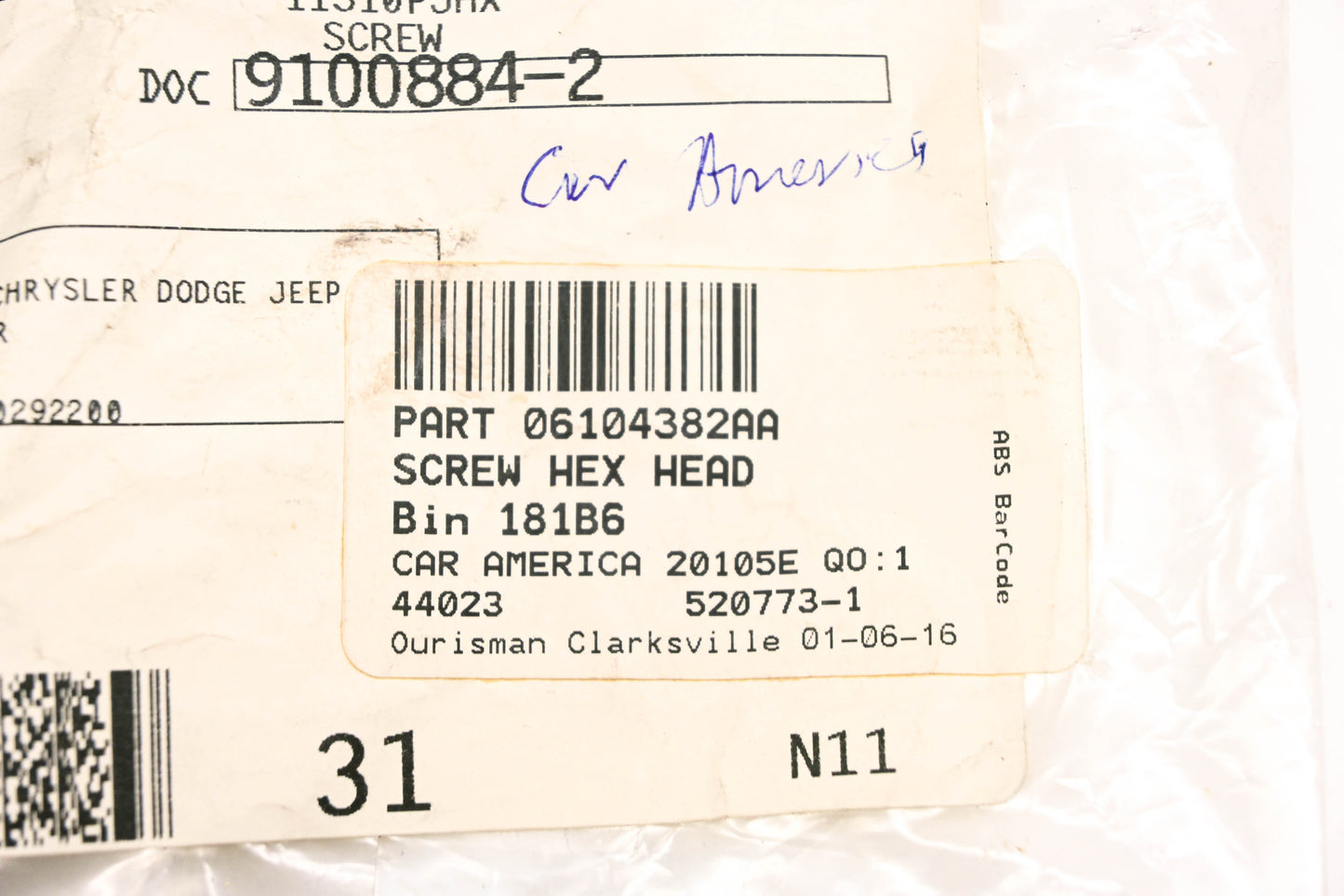 Mopar 06104382AA, 6104382AA Hold Down Bolt NOS