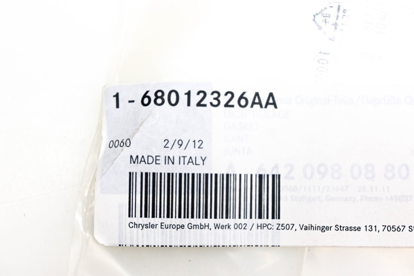Mopar 68012326AA, A6420980880 Gasket NOS