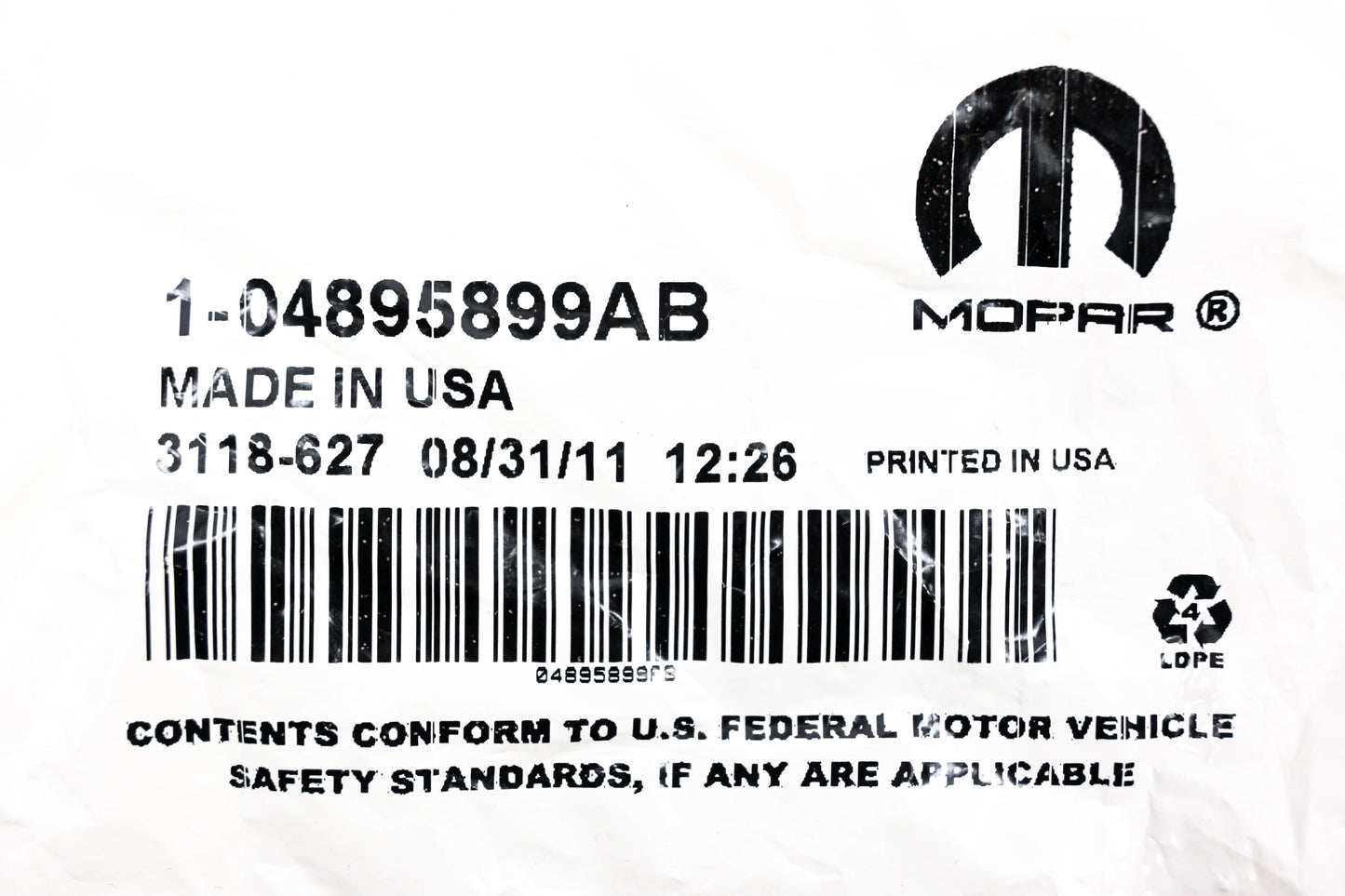 Mopar 04895899AB, 4895899AB Chrome Chrysler Wheel Center Cap NOS