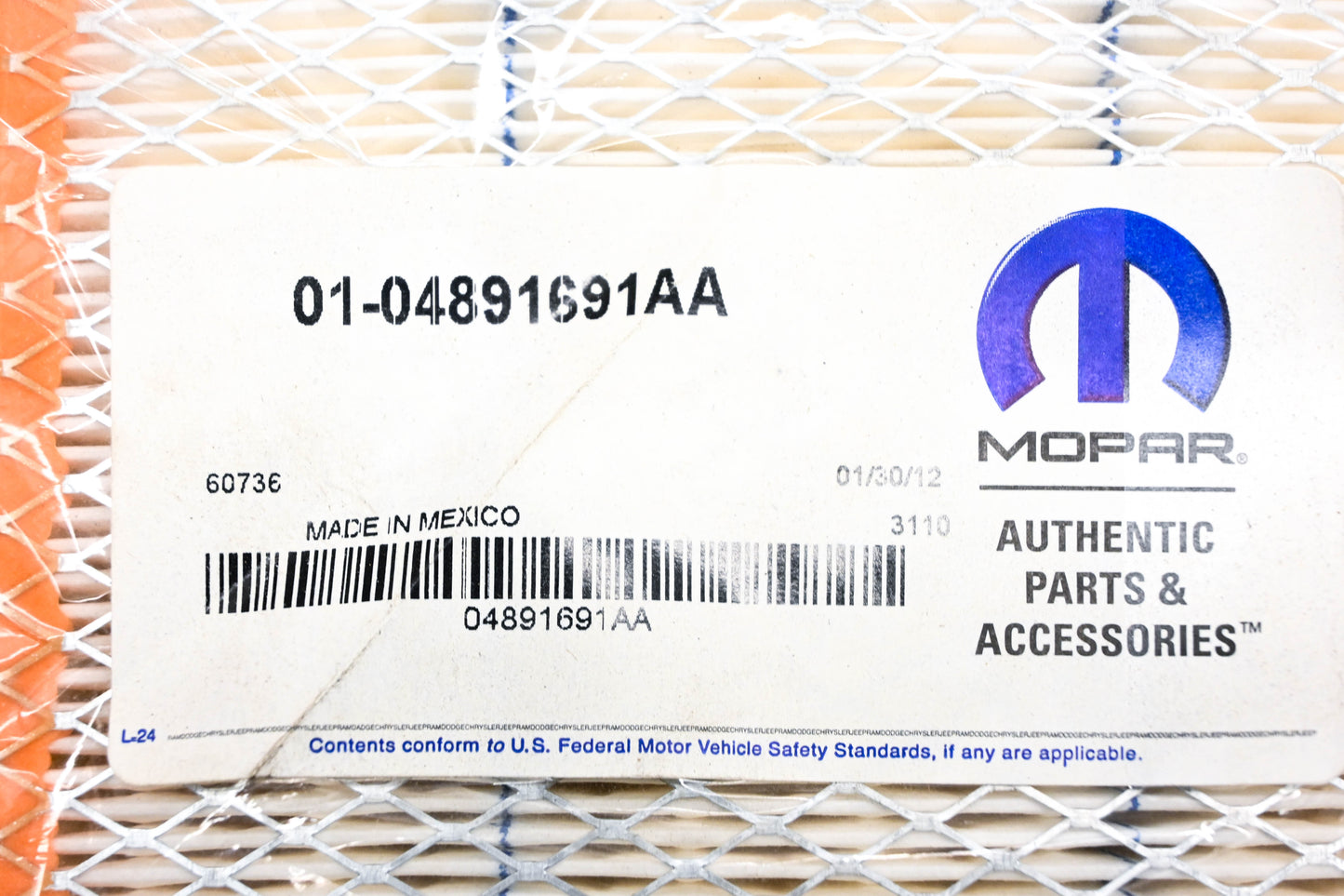 Mopar 04891691AA, 4891691AA Air Filter NOS