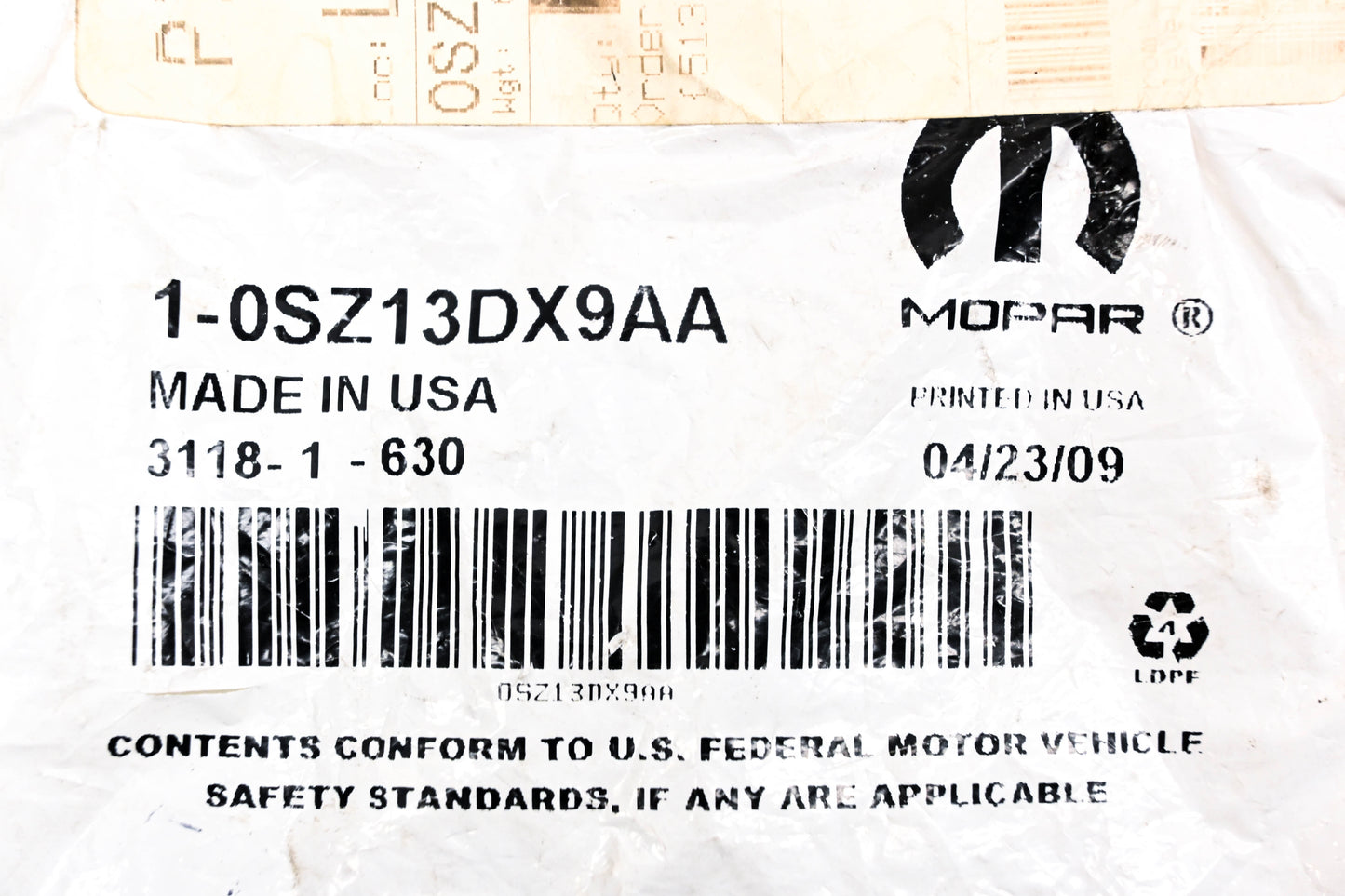 Mopar 0SZ13DX9AA, SZ13DX9AA Climate Control Knob NOS
