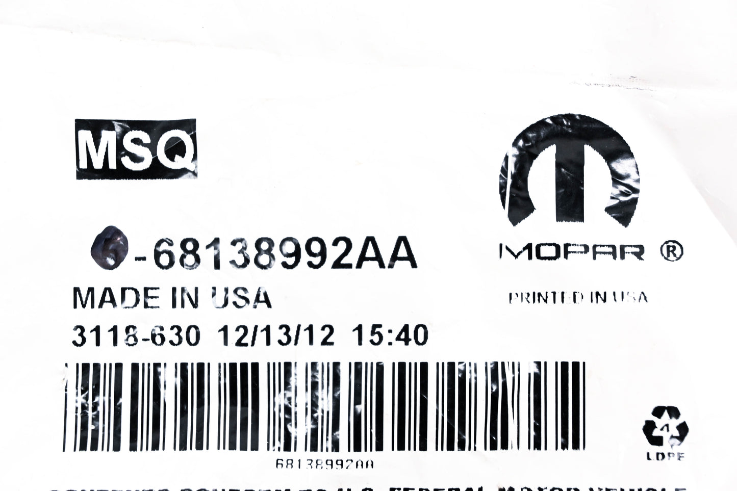 Mopar 68138992AA Door Grommets Qty 2 NOS