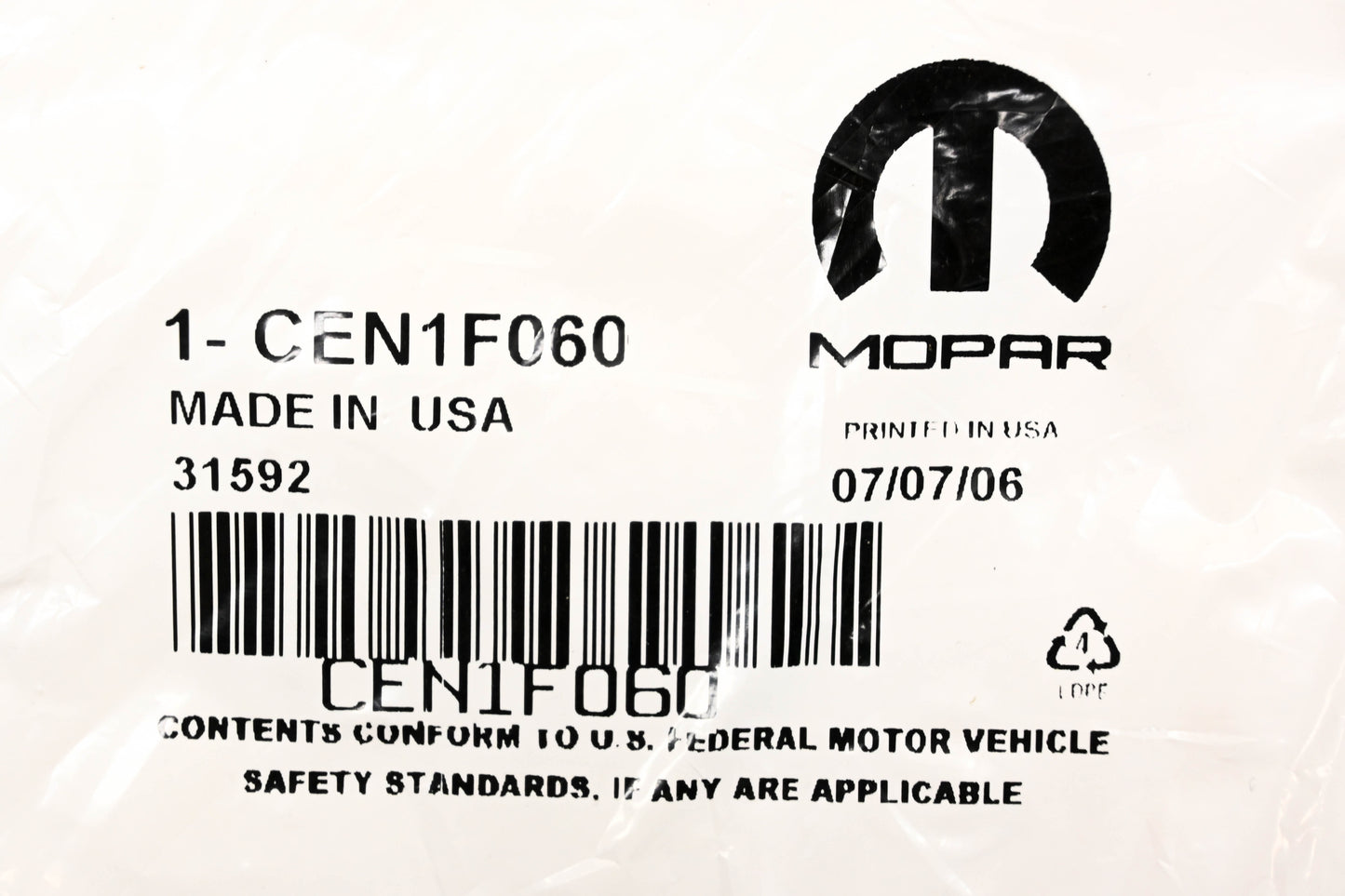 Mopar CEN1F060 Underbody Heater Hose Kit NOS