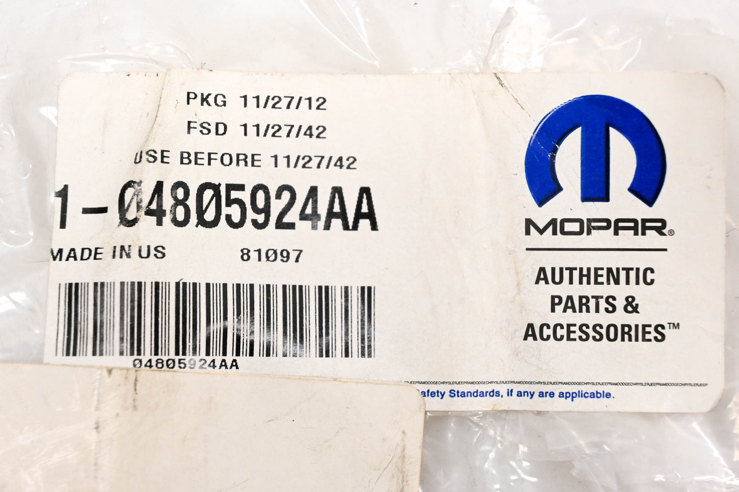 Mopar 04805924AA, 4805924AA Front Right Bumper Fog Light Cover NOS