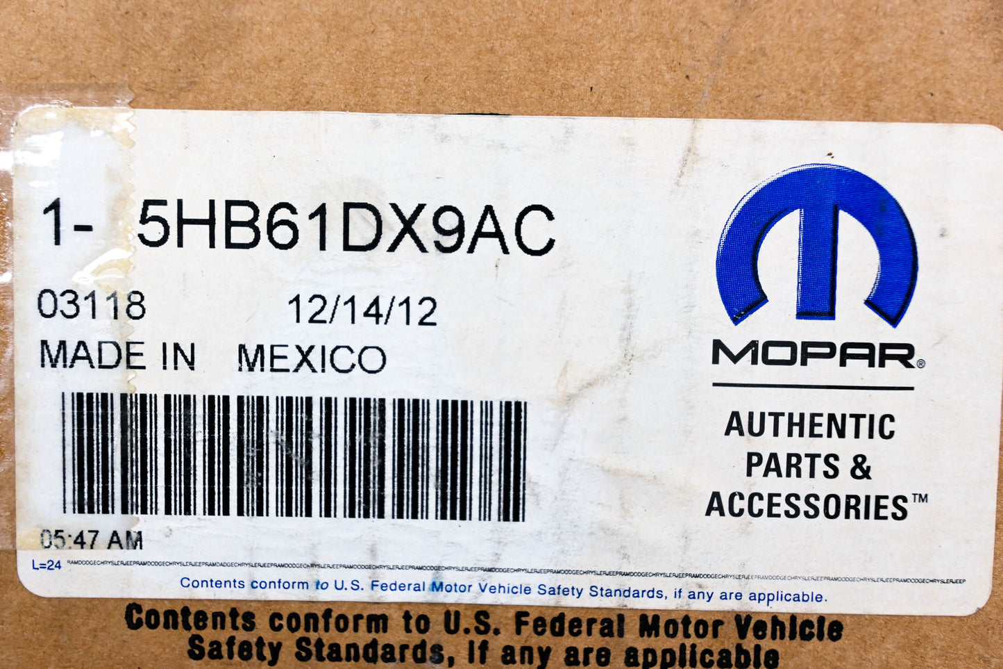 Mopar 5HB61DX9AC Master Door Panel Switch NOS