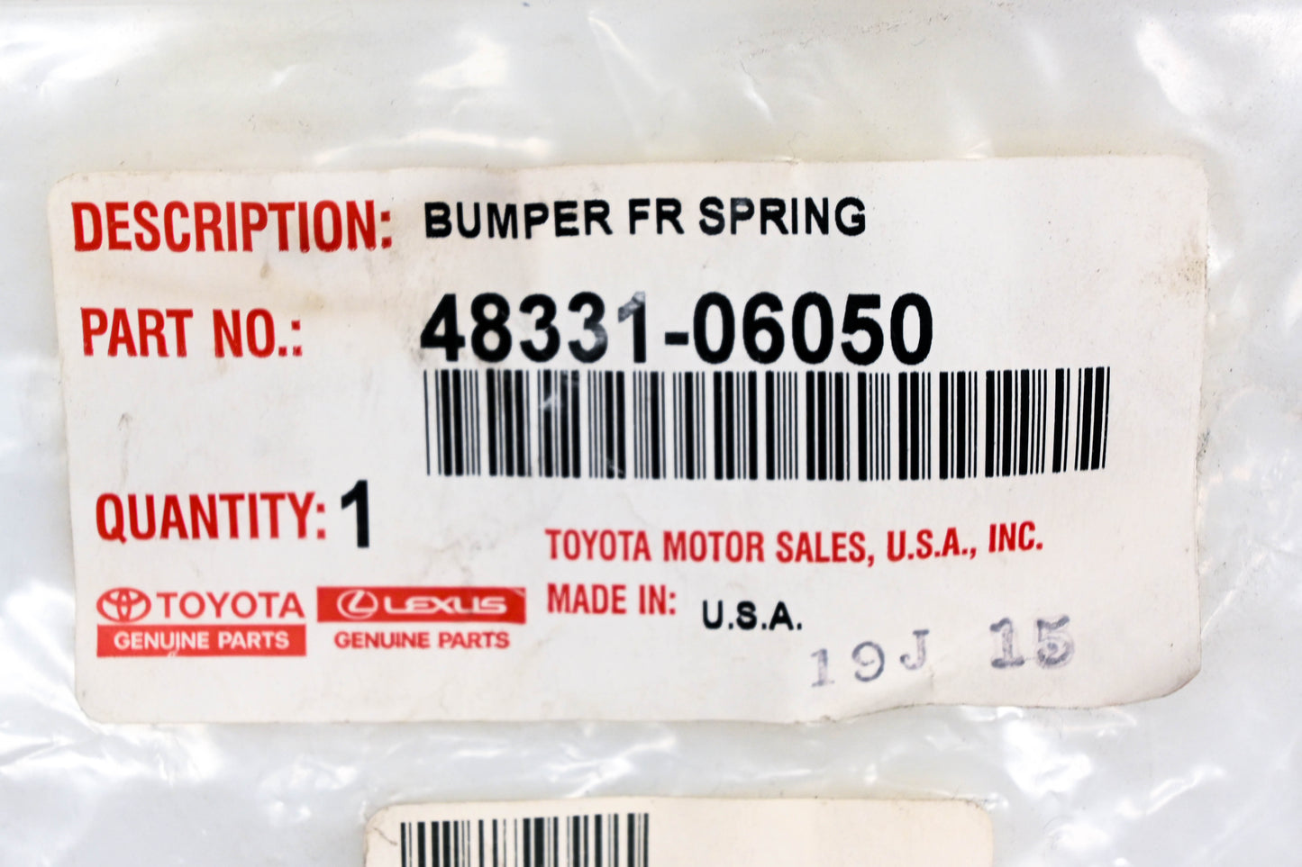 New OEM Toyota 48331-06050 Spring Bumper Stop NOS