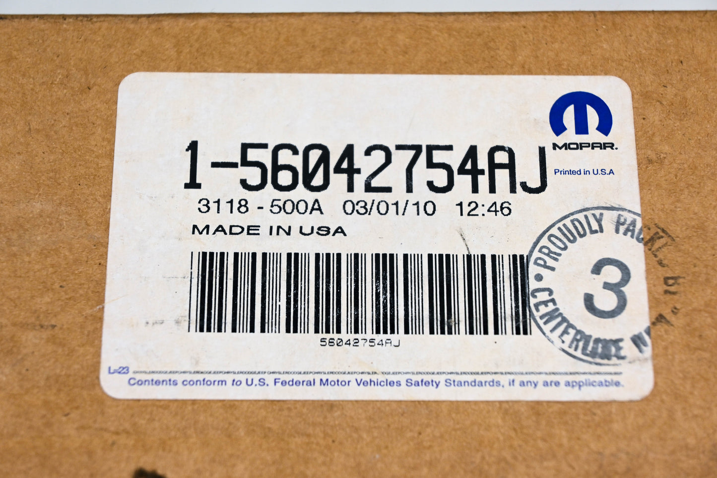 Mopar 56042754AJ Overhead Dome Light Control Switch NOS
