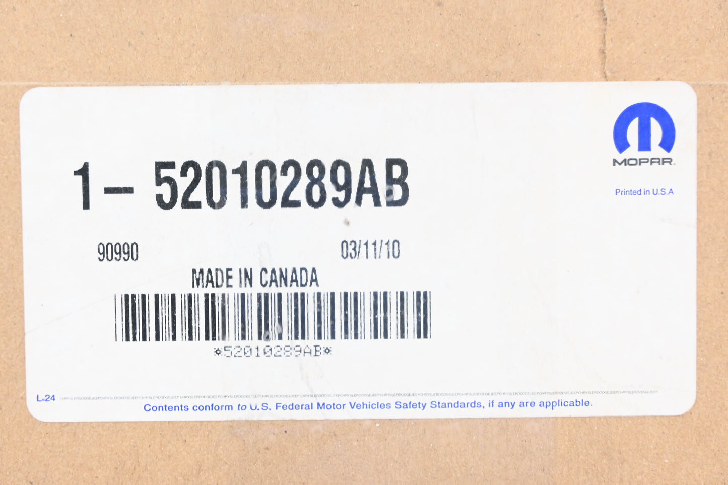 Mopar 52010289AB Parking Brake Cable NOS
