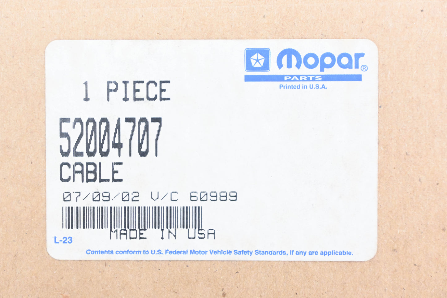 Mopar 52004707 Parking Brake Cable NOS