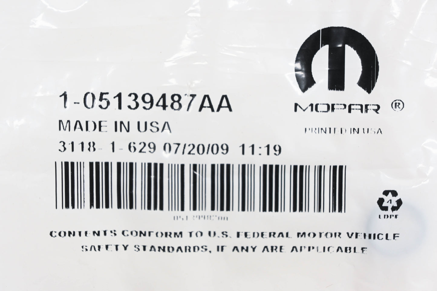 Mopar 05139487AA, 5139487AA O Ring NOS