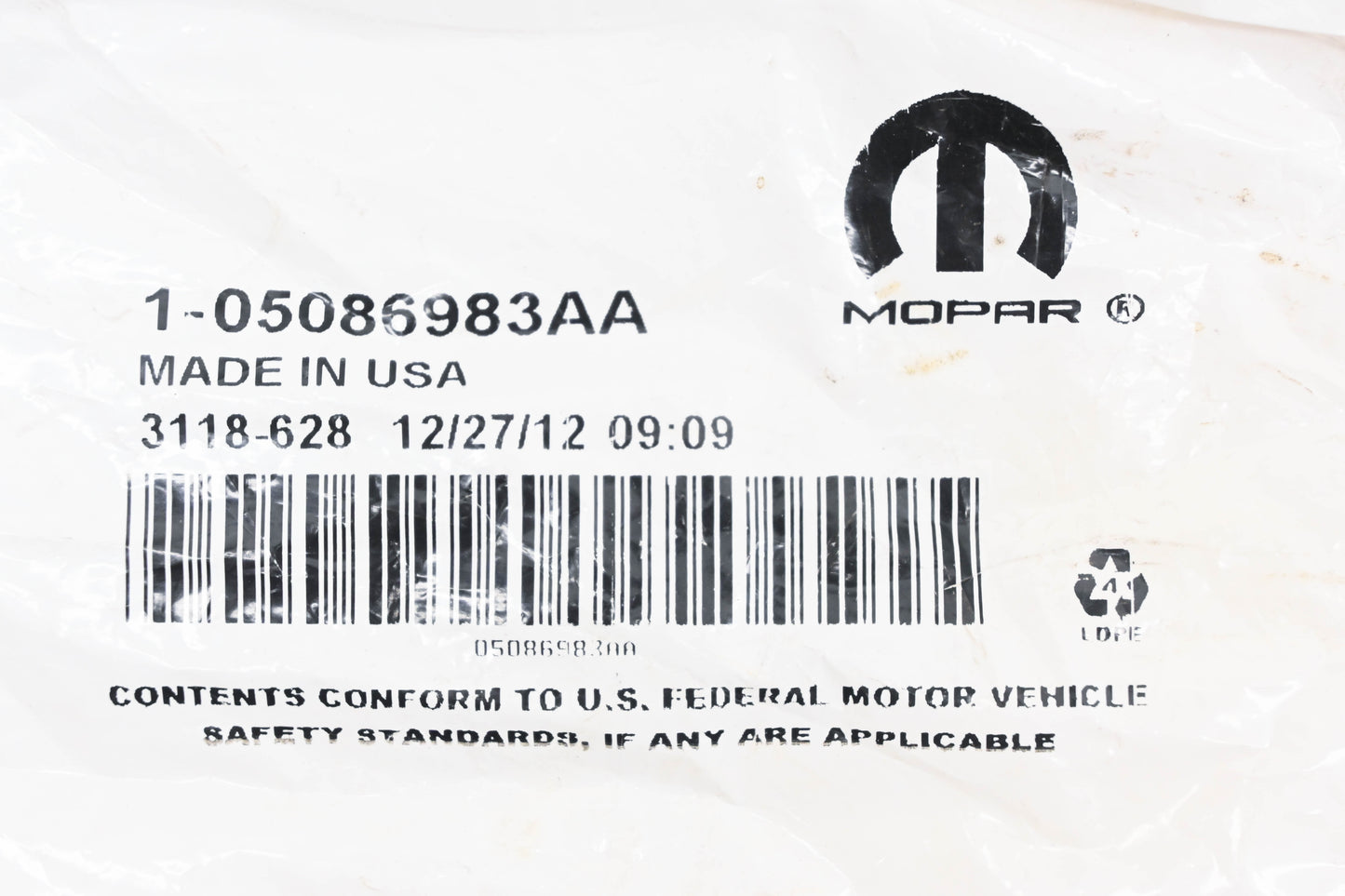 Mopar 1-05086983AA, 5086983AA Wheel Inner Seal NOS