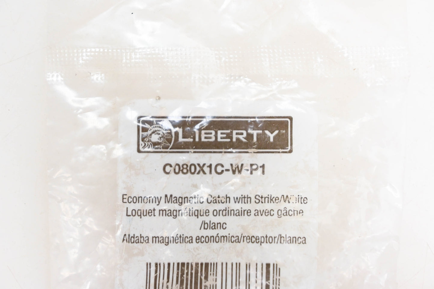 Liberty C080X1C-W-P1 White Magnet Catch w/ Strike Plate NOS