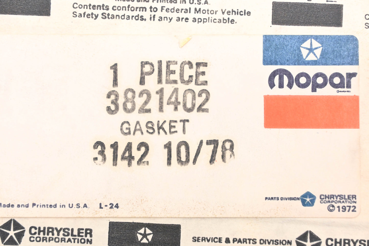 Mopar 3821402 Gasket NOS