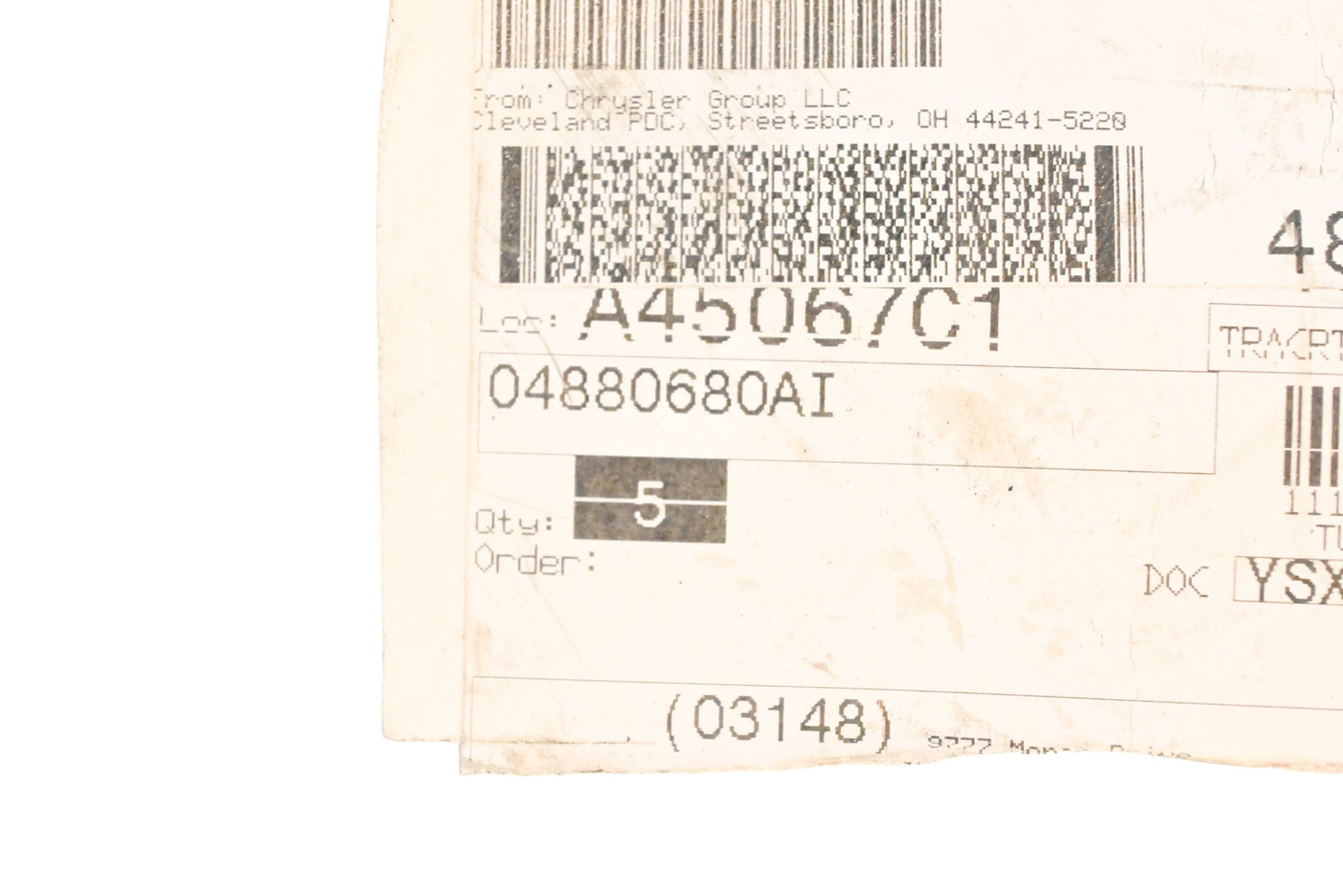 Mopar 4880680AI Fuel Tank Filler Neck Tube NOS