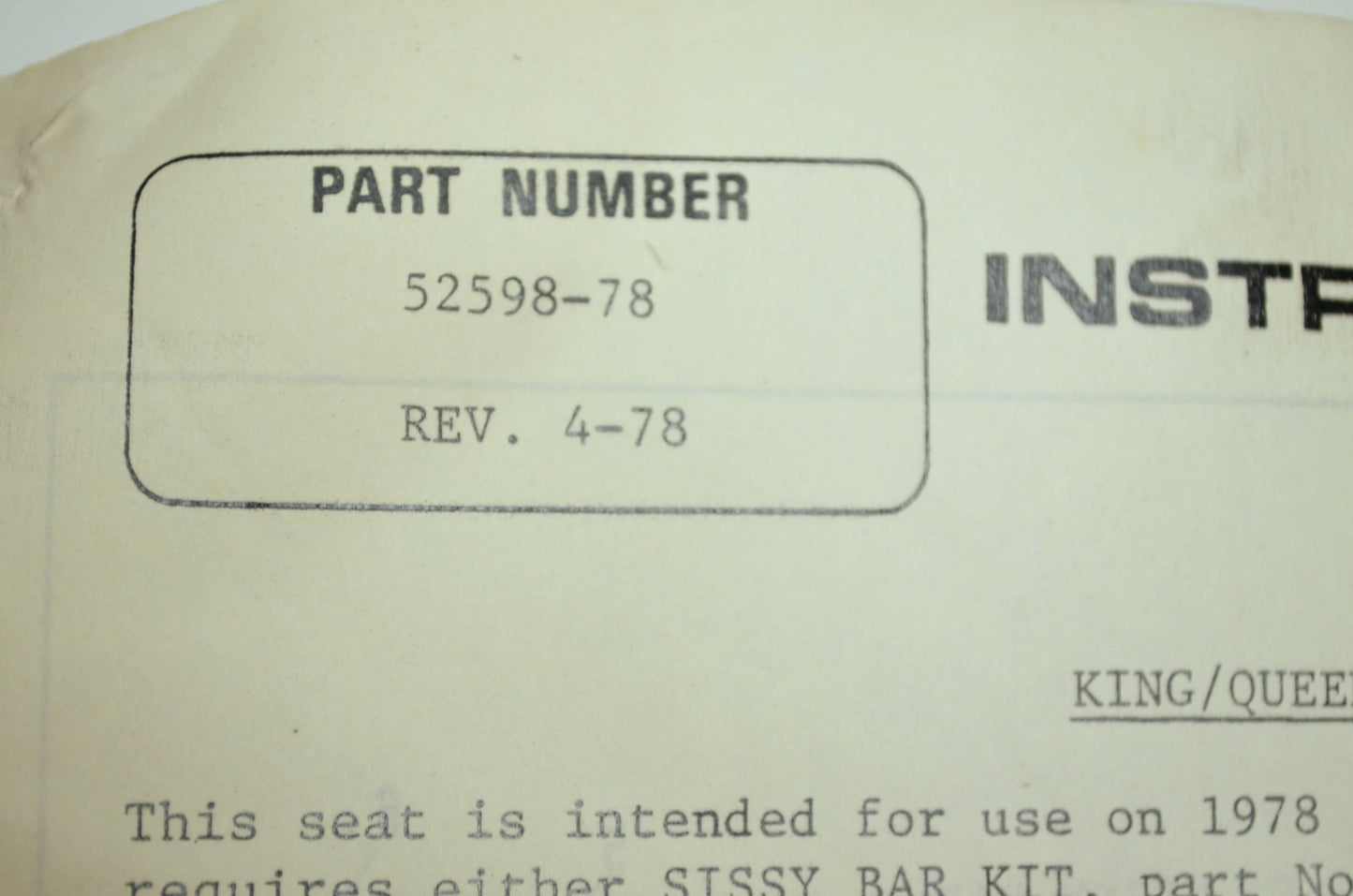 King & Queen Seat 54-78 Sportster XL XLCH NOS