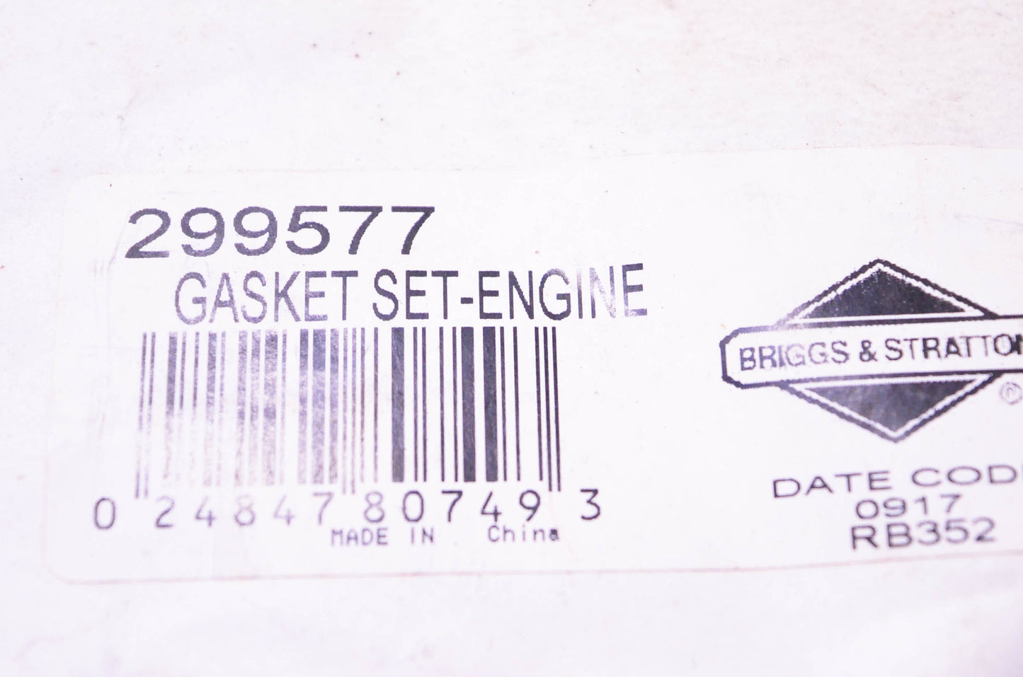 New OEM Briggs & Stratton 299577 Gasket Kit NOS