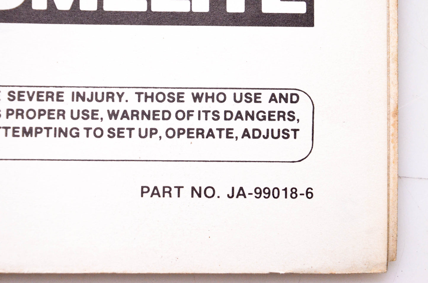 Homelite Textron JA-99018-6 Parts List 20" Turbo Vac Rotary