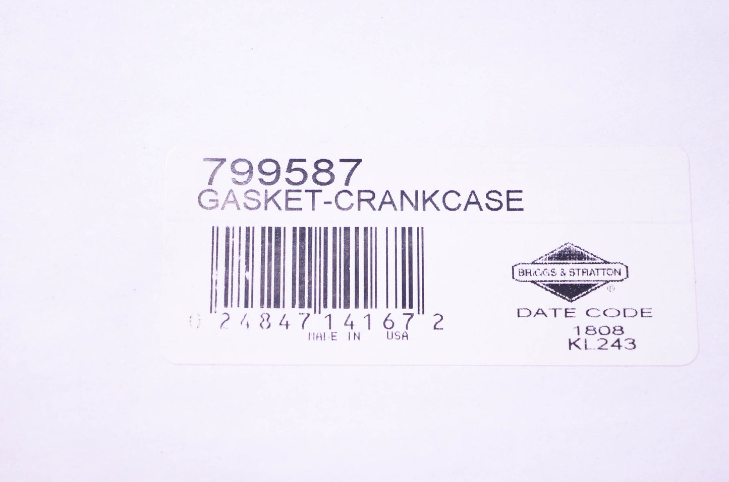 New OEM Briggs & Stratton 799587 Crankcase Gasket NOS