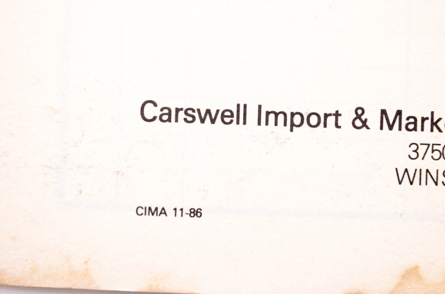 Carswell Distributing Company CIMA 11-86 Agway Back-Pack Sprayer Model RS02-A Parts Manual
