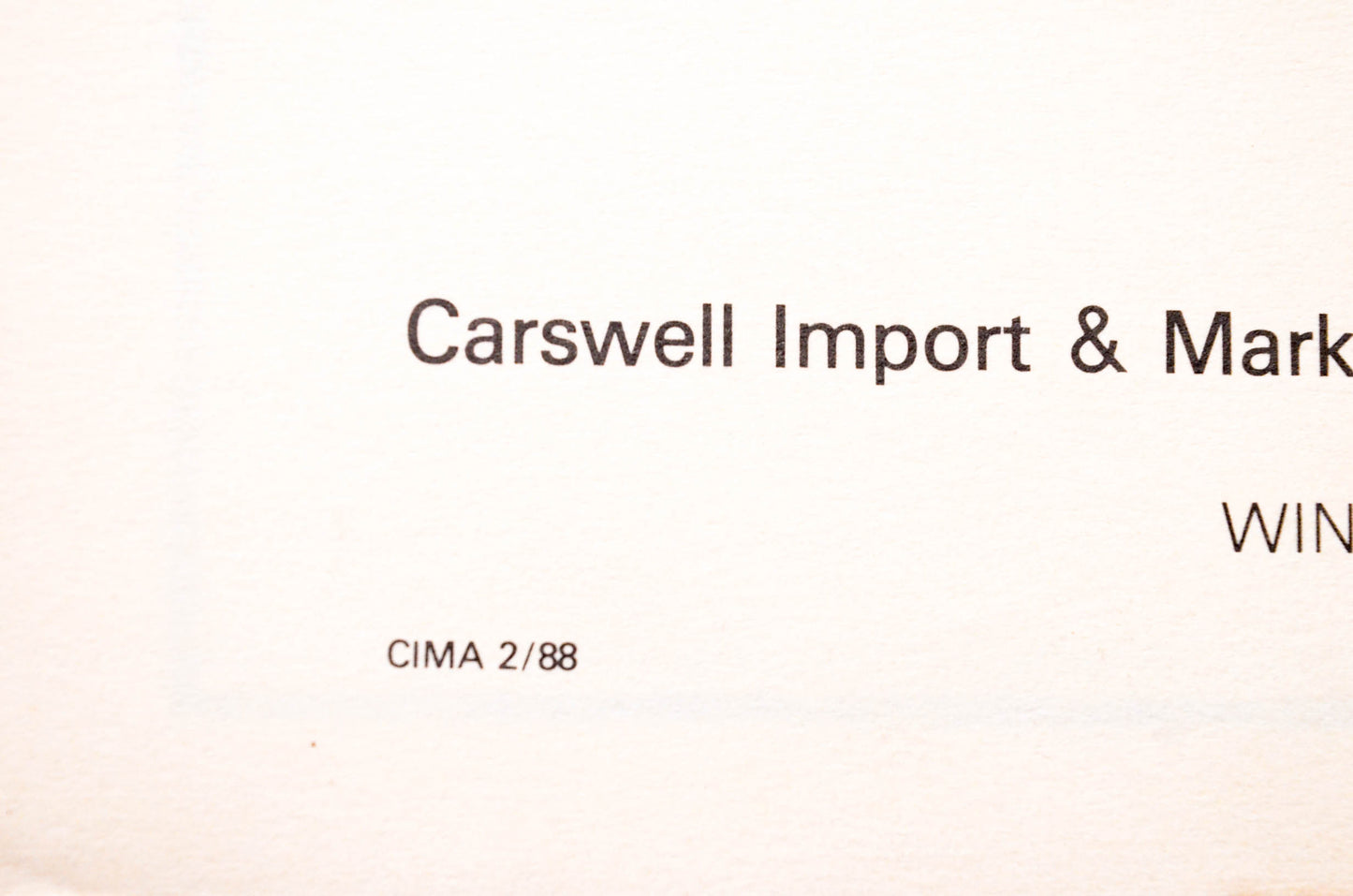 Carswell Distributing Company CIMA 2/88 Agway Grass Trimmer Brush Cutter Model GT312 Parts Manual