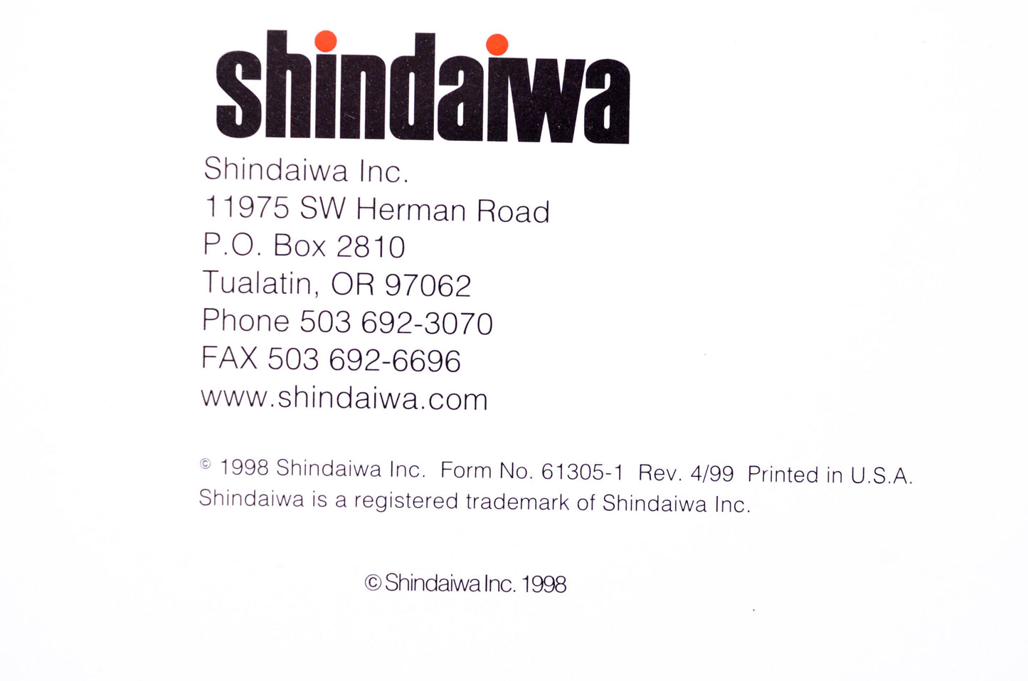 Shindaiwa 61305-1 Service Manual Gearcase & Cutters