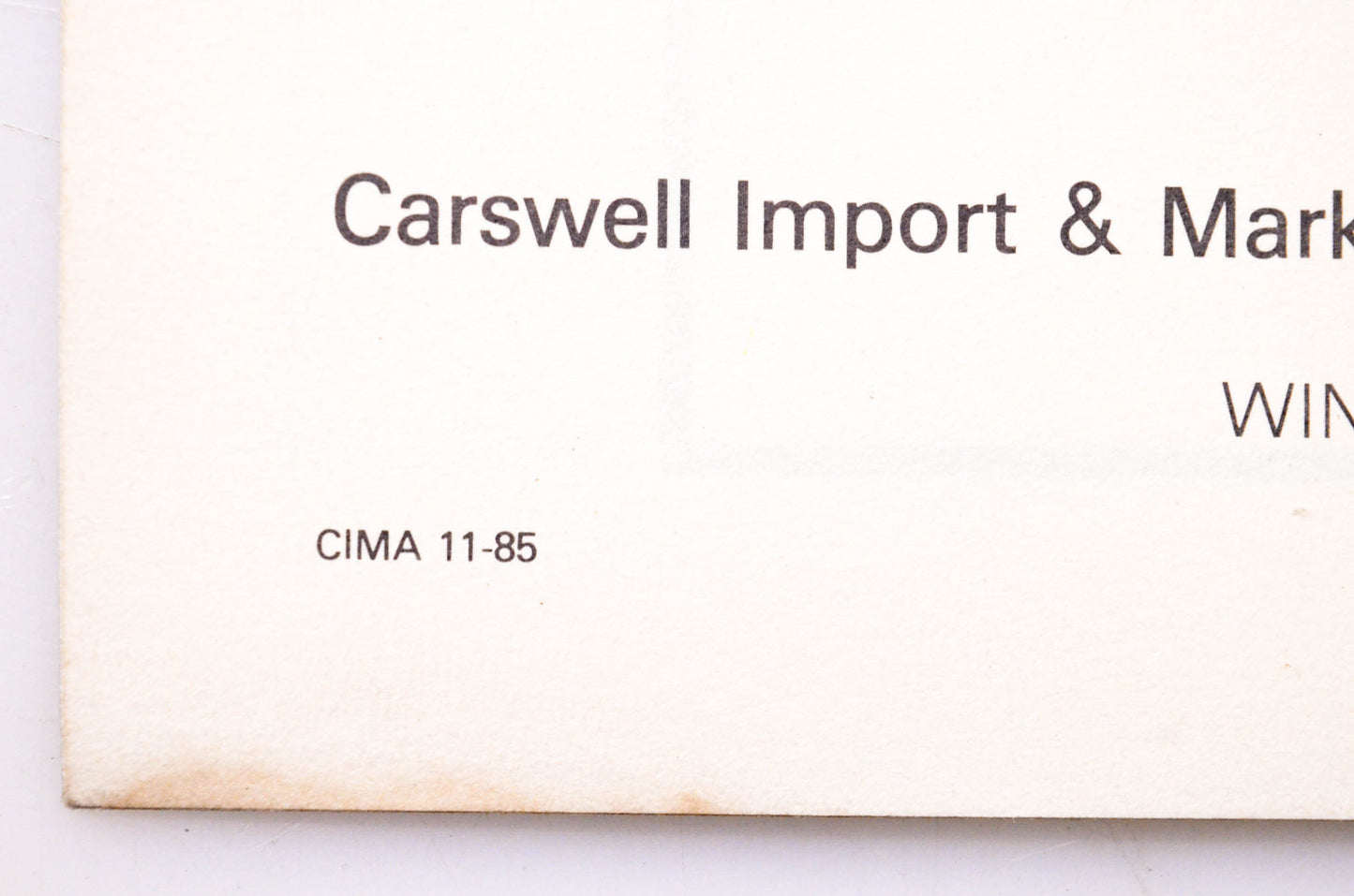 Carswell Distributing Company CIMA 11-85 Agway Gas Trimmer Model GT101A 1985-86 Update Parts Manual
