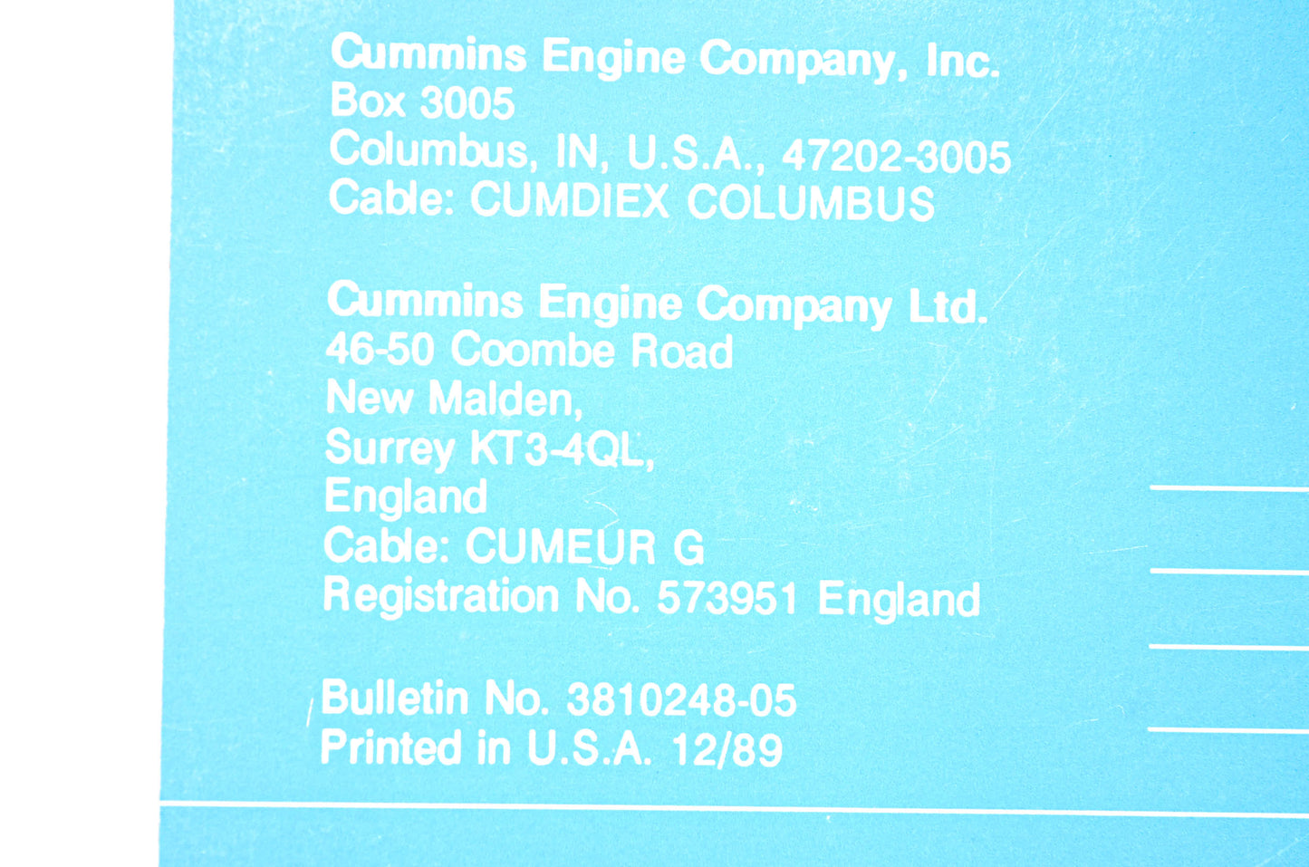 Cummins 3810248-05, 573951 Operation & Maintenance Manual C Series Manual