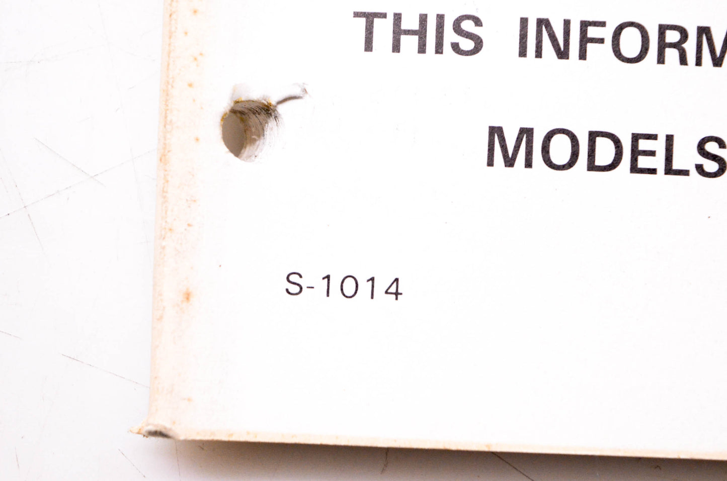 Murray S-1014 Supplement Service Information 1987 Murray Models