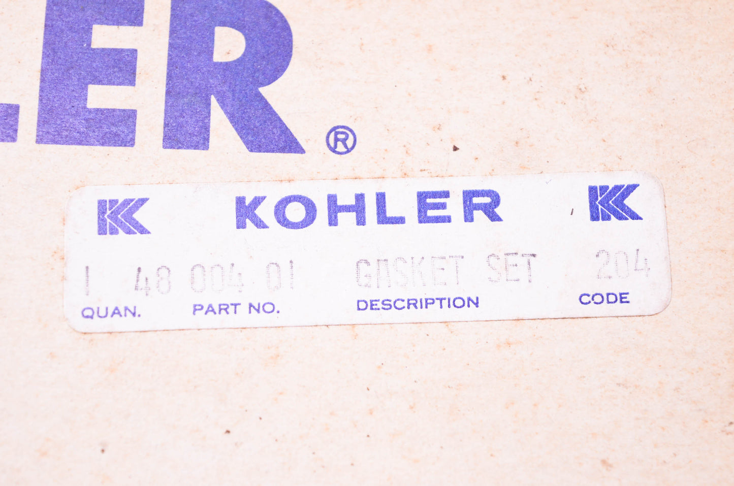 Kohler 48 004 01, 48-004-01 Gasket Kit NOS