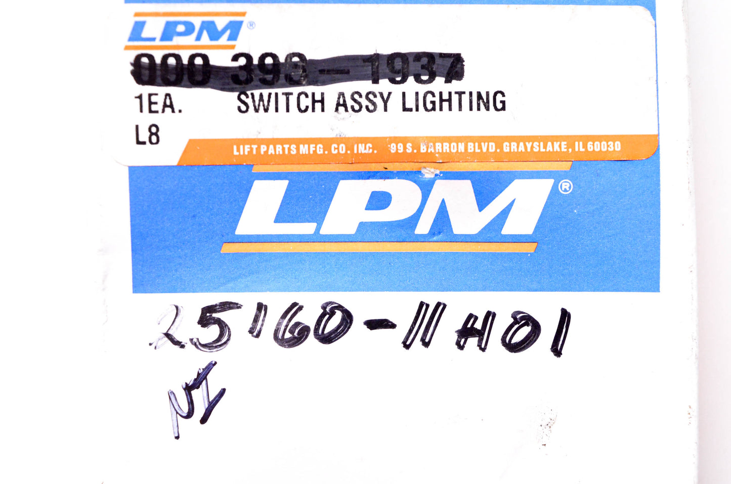 LPM 000 393-1937, 25160-11H01 Lighting Switch Assembly NOS