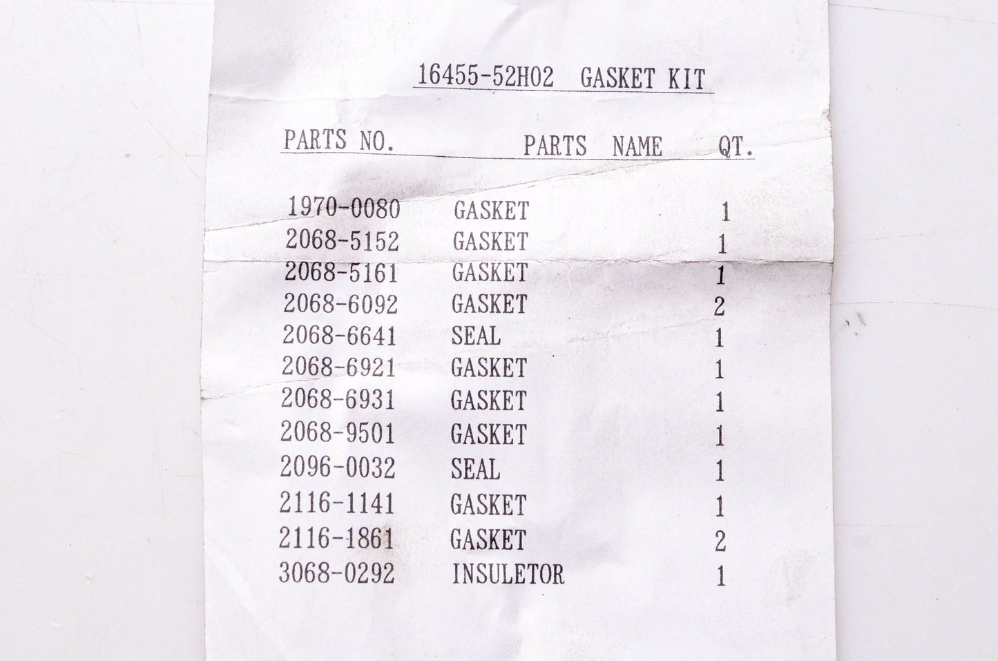 Komatsu 16455-52H02 Gasket Kit NOS