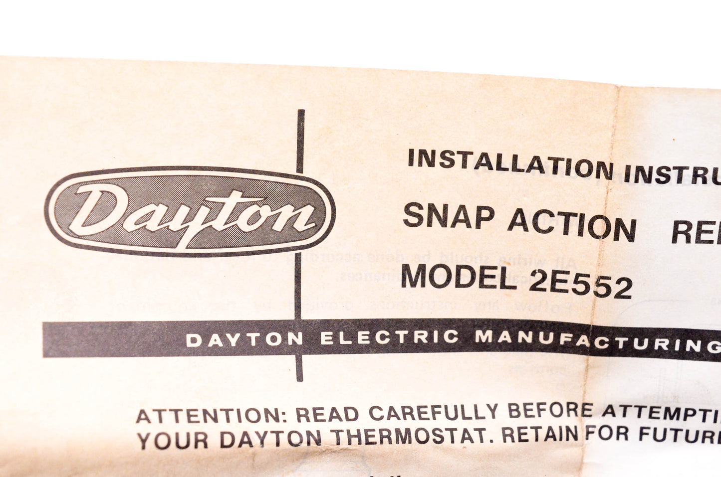 Dayton 2E552 Snap Action Remote Bulb Thermostat NOS