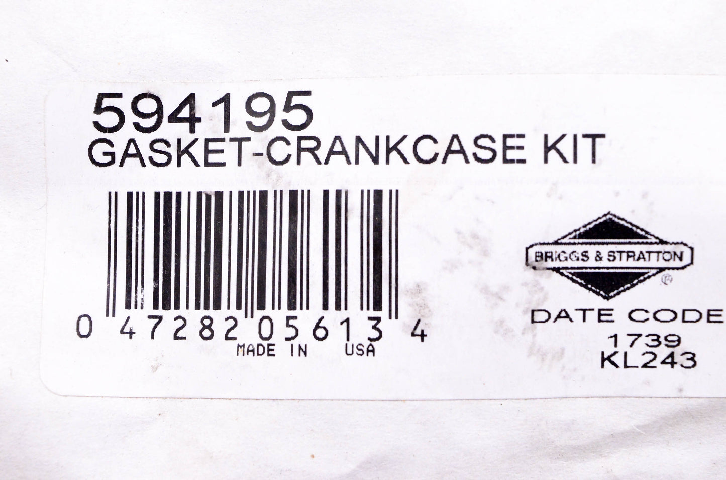 New OEM Briggs & Stratton 594195 Crankcase Gasket Kit NOS