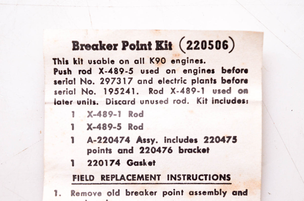 Kohler 220506 Breaker Point Kit NOS