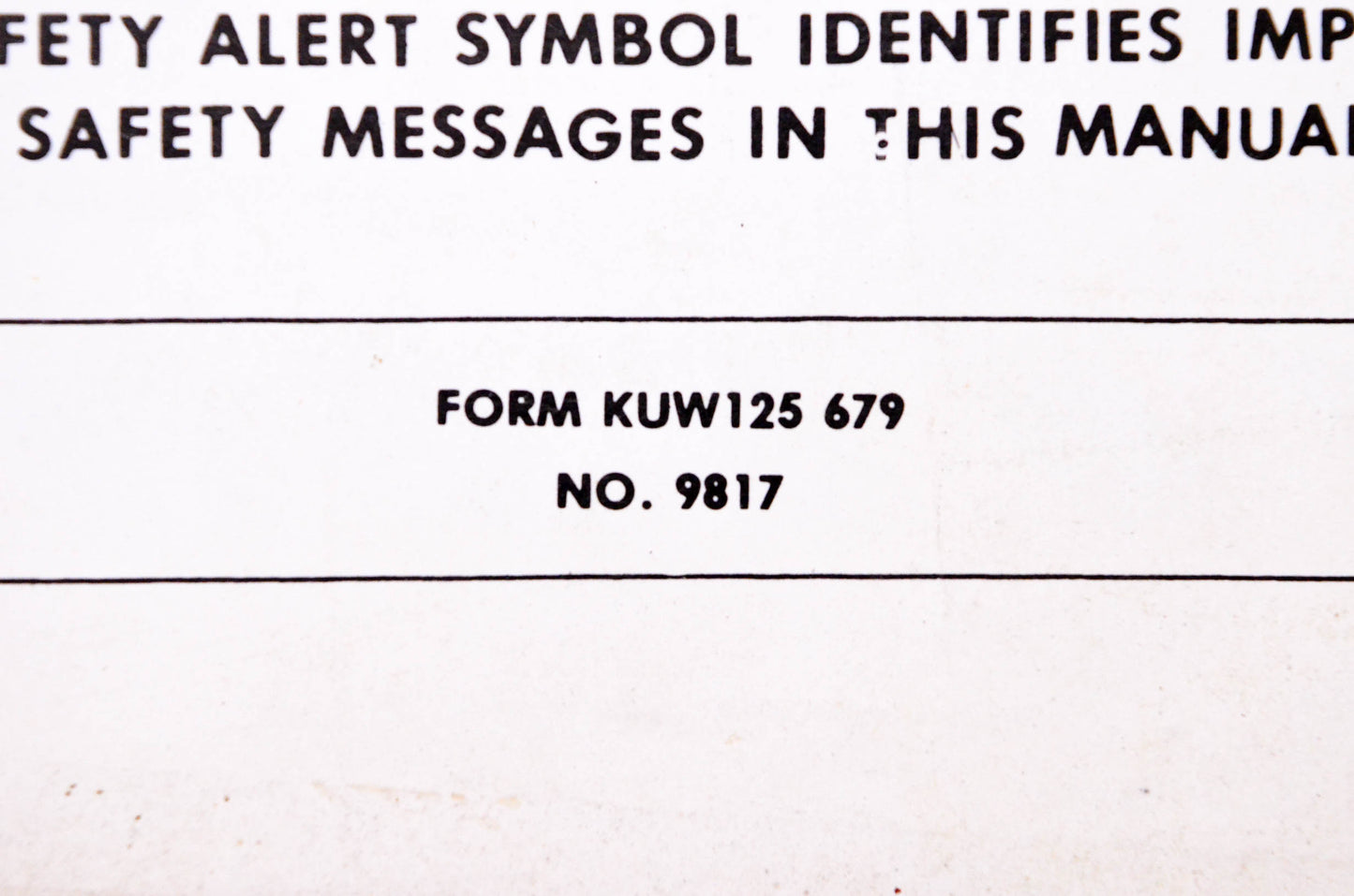 Kubota 9817, KUW125 679 Parts & Owner's Manual L4510 Backhoe & L720 Backhoe