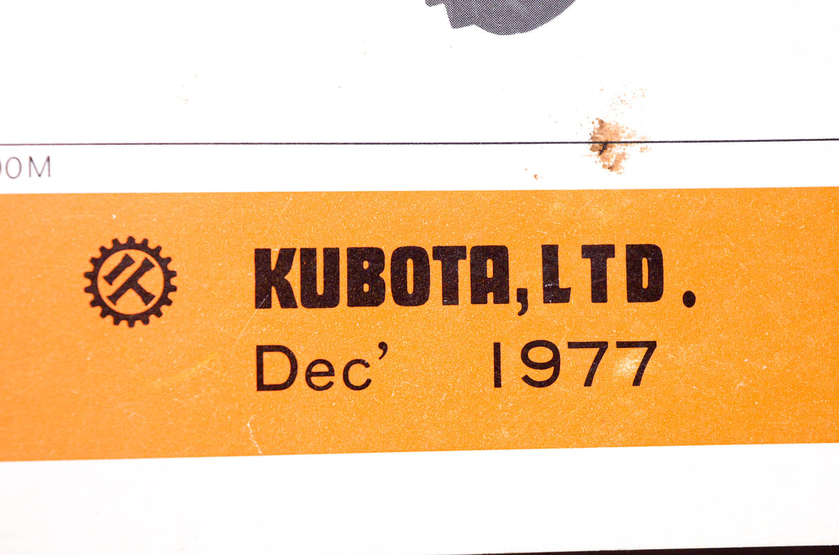 Kubota Dec' 1977 Kubota Tractor Parts List