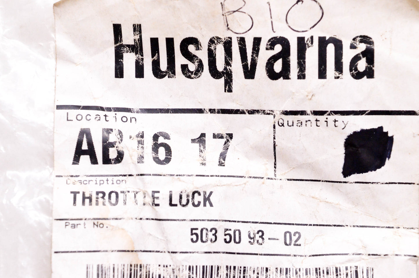 New OEM Husqvarna 503509302, 503 50 93-02 Throttle Lock NOS