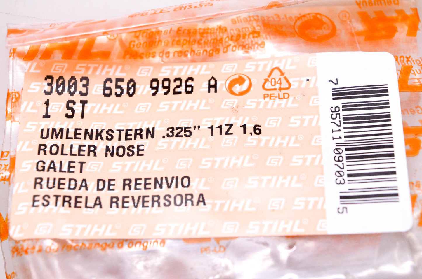 New OEM Stihl 3003 650 9926 A, 3003 650 9926 Roller Nose NOS