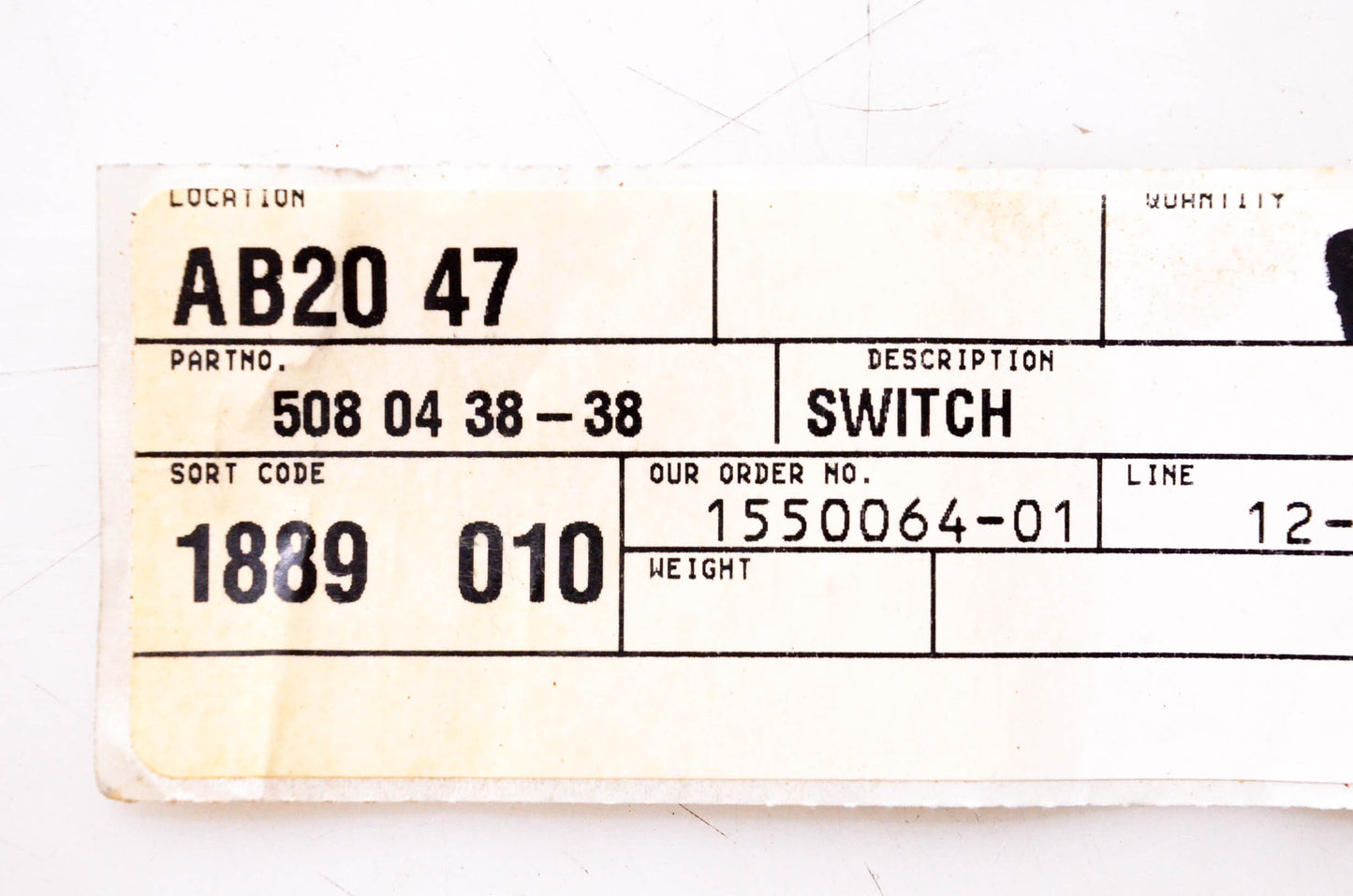 New OEM Husqvarna 508 04 38-38, 508043838 Switch NOS