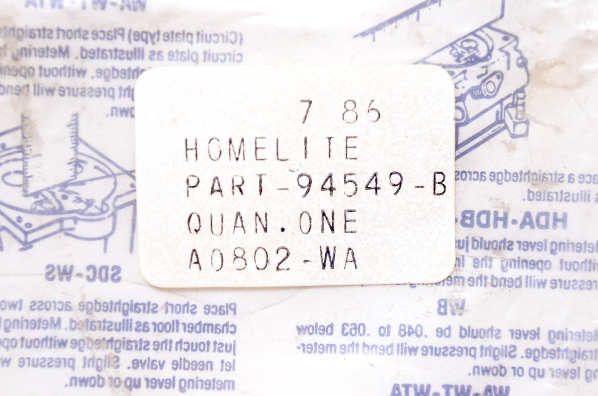 Homelite 94549-B, A0802-WA Carburetor Repair Kit NOS