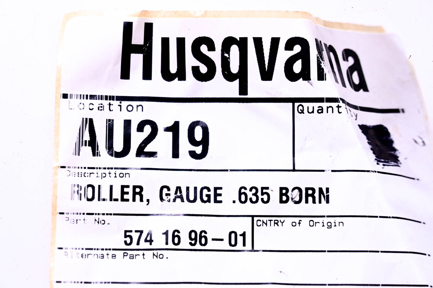 New OEM Husqvarna 574169601, 574 16 96-01 Gauge Roller NOS