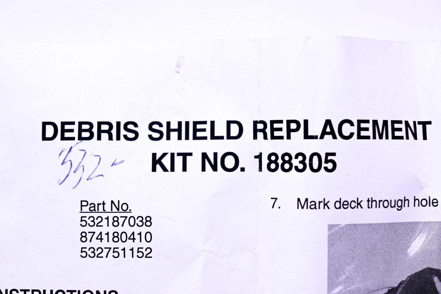 New OEM Husqvarna 188305, 187038, 532187038 Debris Shield Replacement Kit NOS