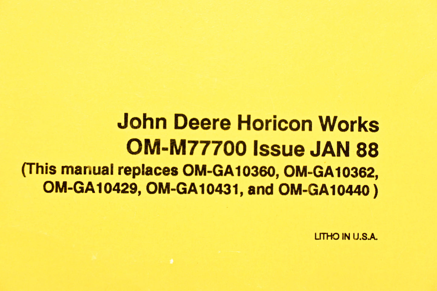 OEM John Deere OM-M77700 JD24 & 170 Skid-Steer Loaders Operator's Manual