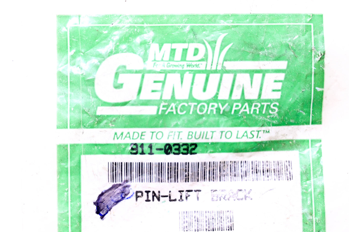 MTD 911-0332 Lift Bracket Pin NOS