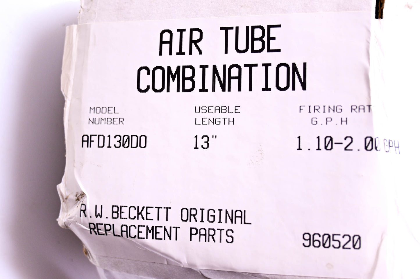 R. W. Beckett Corporation AFD130DO Air Tube Combination NOS