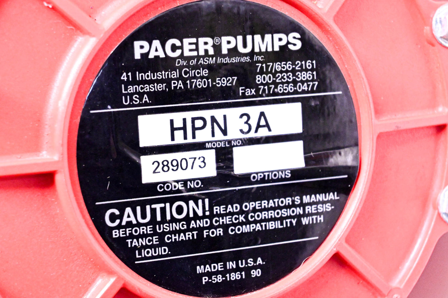 Pacer Pumps HPN3A , P-58-1861 Drum Pump & Hose NOS