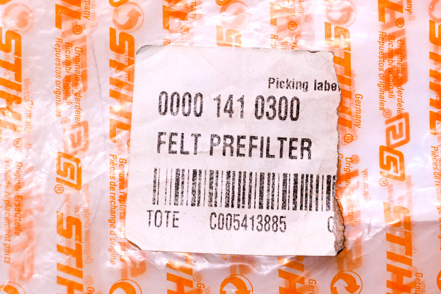 New OEM Stihl 0000 141 0300 Pre-Filter NOS